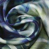 Digitaal Stretch Katoen Monstera Palmblad Blauw