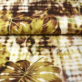 Digital Stretch Cotton Monstera Palm Leaf Brown