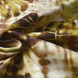 Digital Baumwoll Stretch Monstera Palmblatt Braun