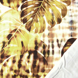 Digital Baumwoll Stretch Monstera Palmblatt Braun