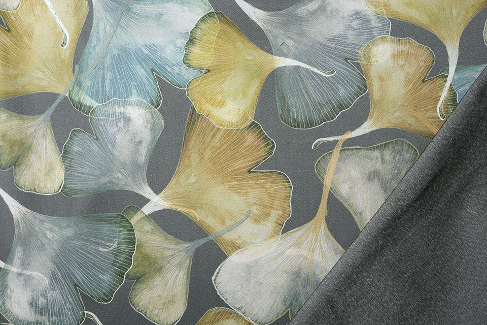 Digital Baumwoll Stretch Ginkgo Grau