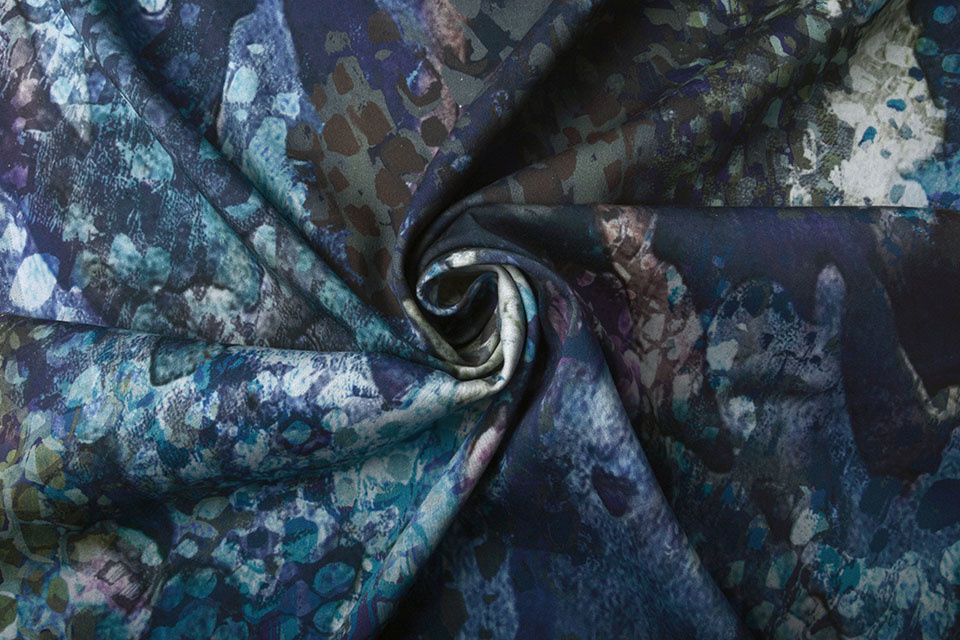 Digital Baumwoll Stretch Aquarell Textur Blau