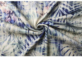 Digital Baumwoll Stretch Tropical Blau