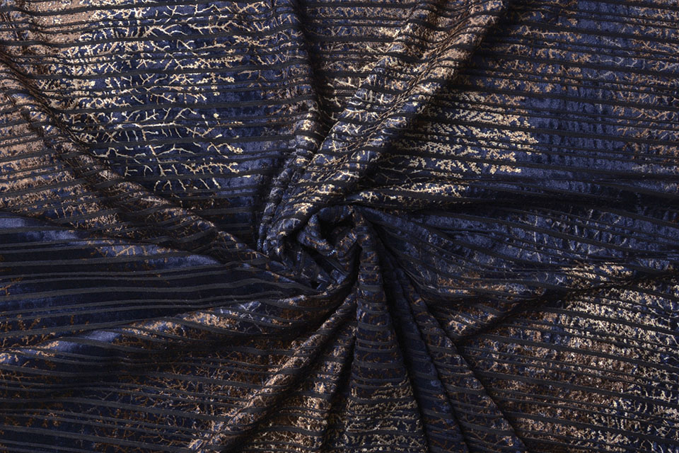 Fluweel Rib Tess Marine Blauw