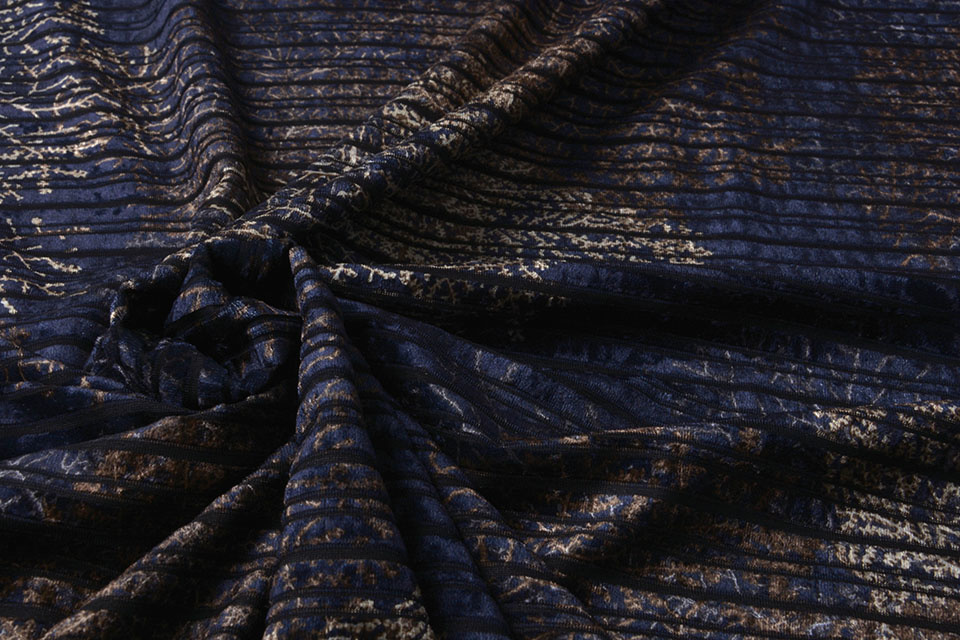 Fluweel Rib Tess Marine Blauw