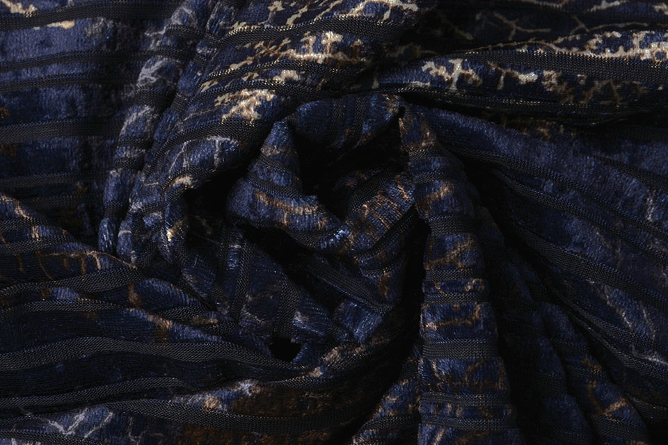 Fluweel Rib Tess Marine Blauw