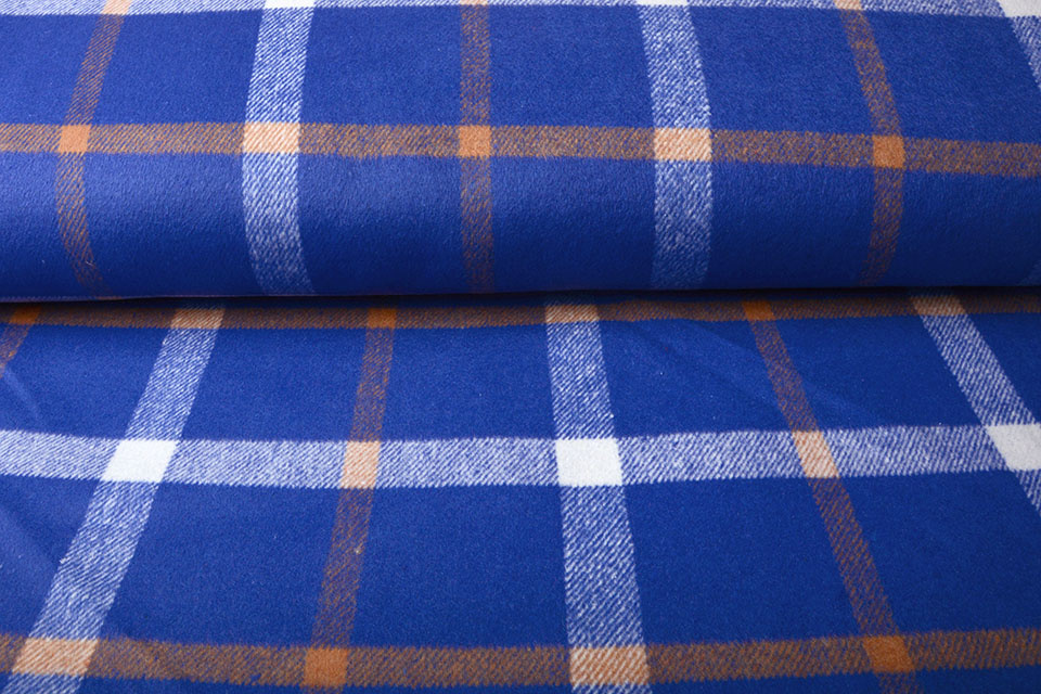 Knitted Woolen fabric Tartan Cobalt Blue