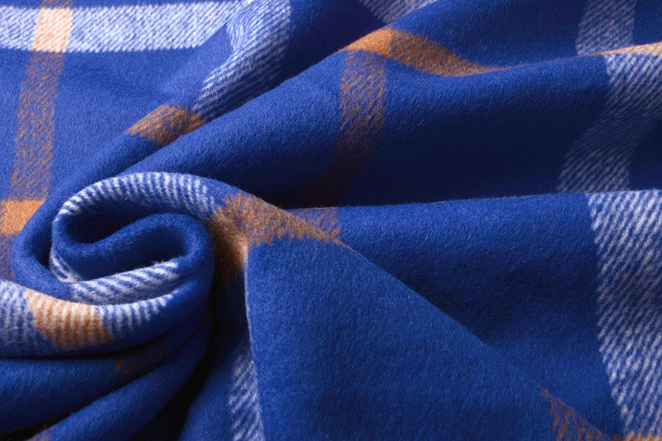 Knitted Woolen fabric Tartan Cobalt Blue