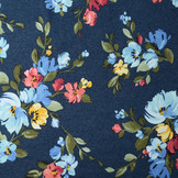 Jogging Alpenfleece Denim  Grote Bloemen Marine Blauw