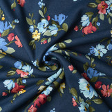 Jogging Alpenfleece Denim  Grote Bloemen Marine Blauw