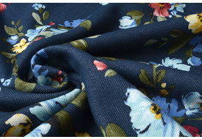 Jogging Alpenfleece Denim Big Flowers Navy Blue