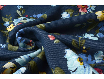 Jogging Alpenfleece Denim Big Flowers Navy Blue
