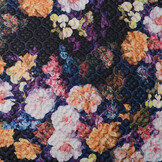 Kapitone Tricot Digital gedruckte Blumen Marine Schwarz