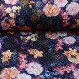 Kapitone Tricot Digitally Printed Flowers Navy Black