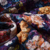 Kapitone Tricot Digitally Printed Flowers Navy Black