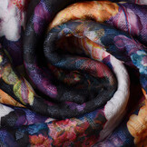 Kapitone Tricot Digitally Printed Flowers Navy Black