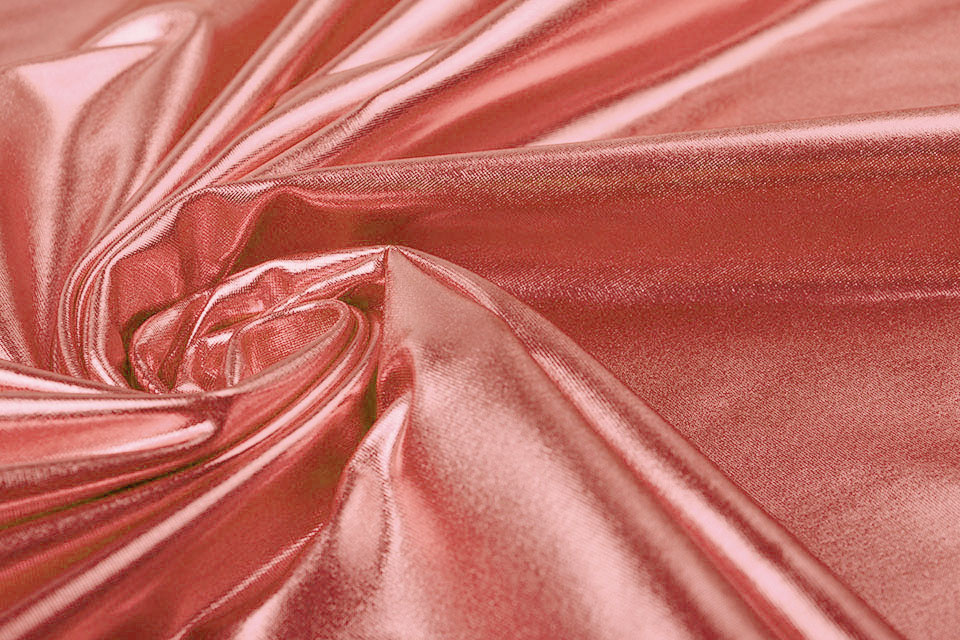 Smooth and Shiny Rose Gold Stretch Metallic Lame Fabric