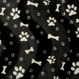 Velboa Dog Paws with Bone Black