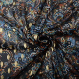 Chiffon Foil Paisley Blue
