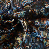 Chiffon Foil Paisley Blue