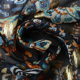 Chiffon Foil Paisley Blue