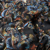 Chiffon Foil Paisley Blue
