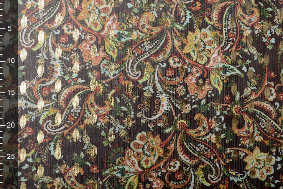 Chiffon Foil Paisley Groen