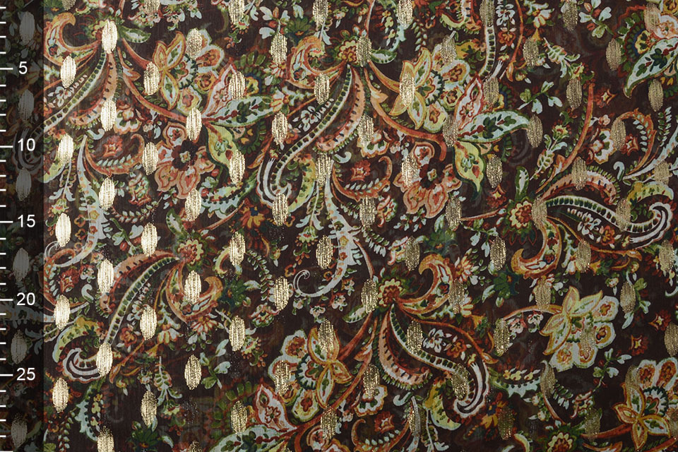 Chiffon Foil Paisley Groen