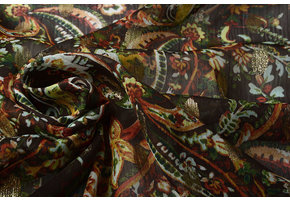 Chiffon Foil Paisley Grün