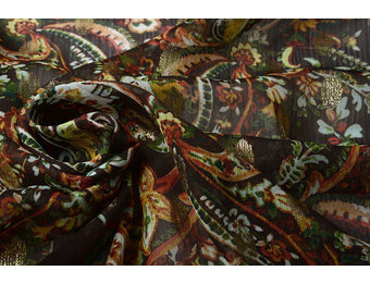 Chiffon Foil Paisley Grün