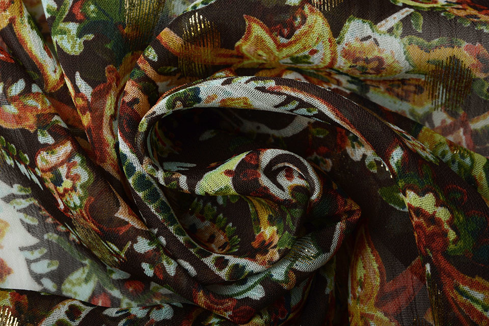 Chiffon Foil Paisley Groen