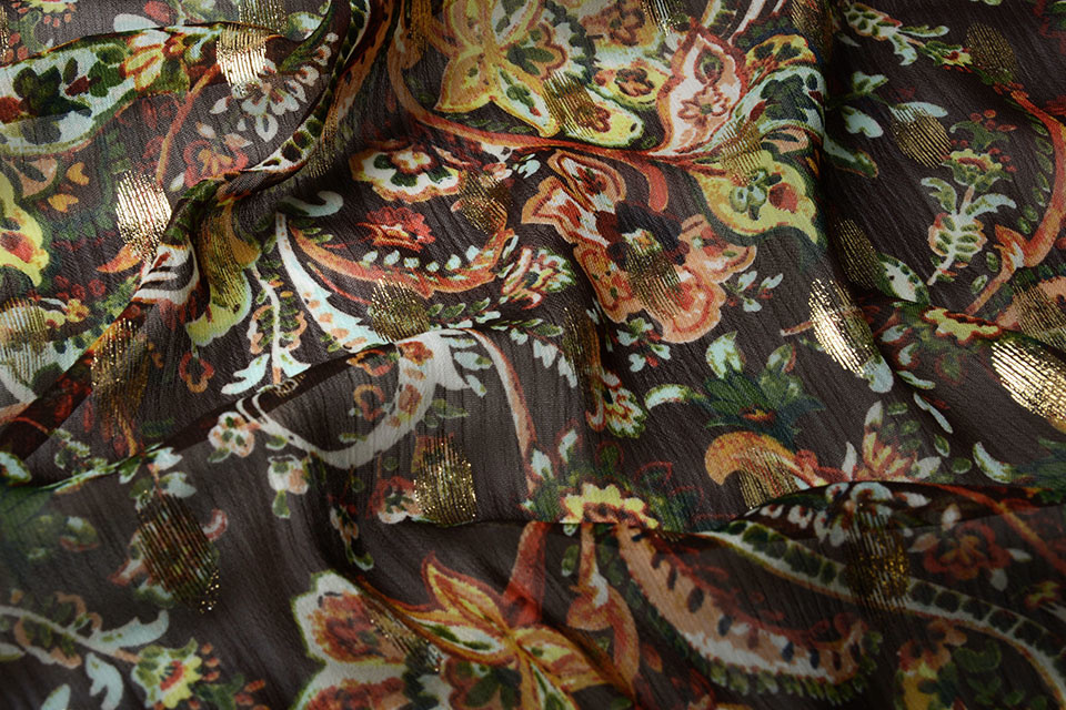 Chiffon Foil Paisley Groen