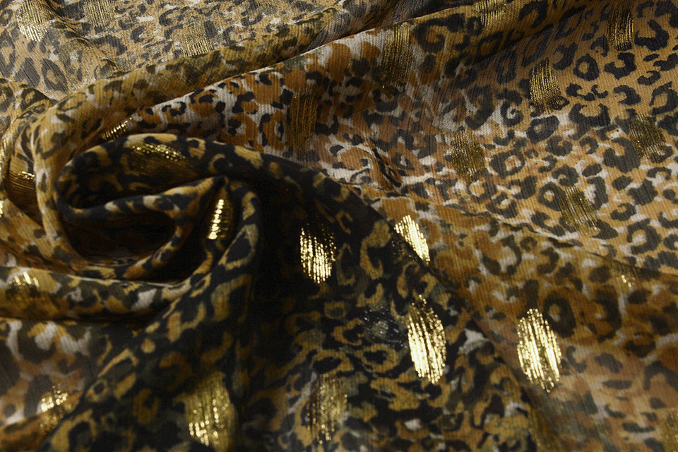 Chiffon Foil  Mini Luipaard Donker Oker