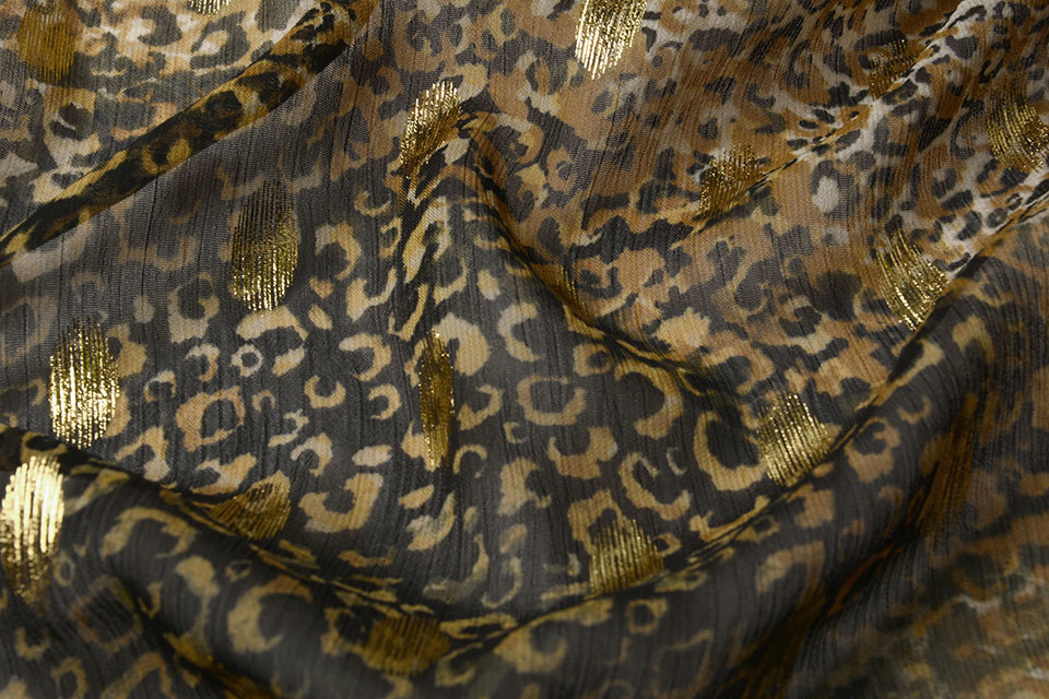Chiffon Foil  Mini Luipaard Donker Oker