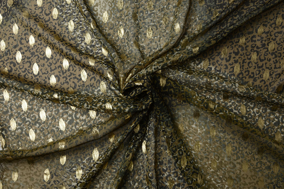 Chiffon Foil Mini Luipaard Army Groen