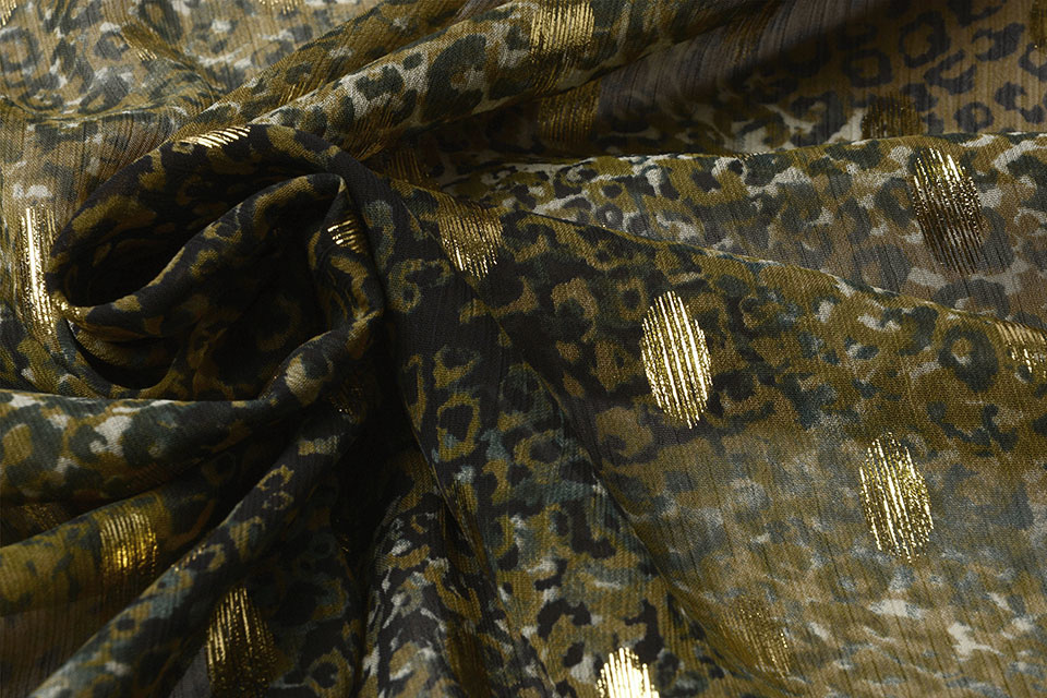 Chiffon Foil Mini Luipaard Army Groen