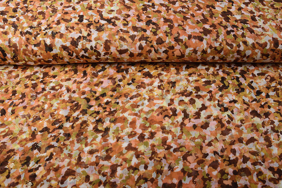 Chiffon Foil Blobs Orange Red