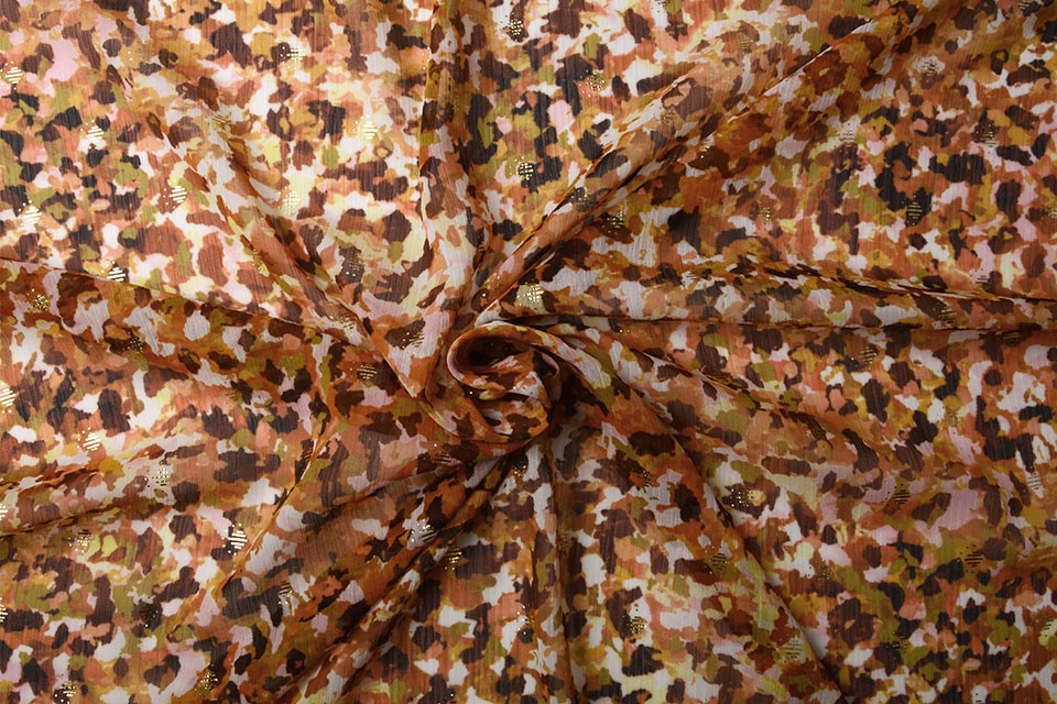 Chiffon Foil Blobs Orange Red