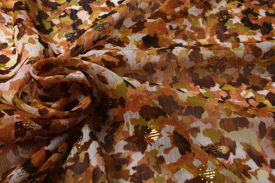 Chiffon Foil Blobs Orange Red