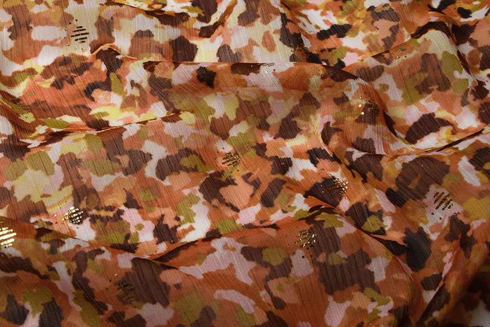 Chiffon Foil Blobs Orange Red