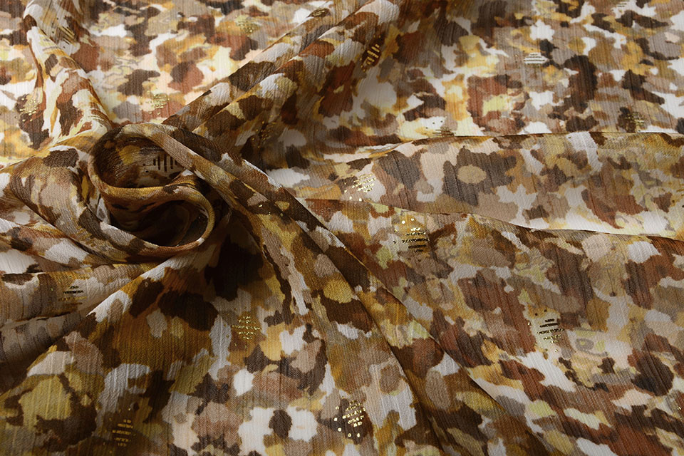 Chiffon Foil Blobs Mocha Brown