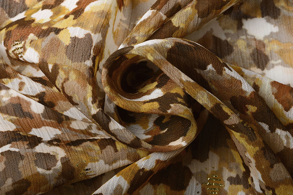 Chiffon Foil Blobs Mocha Brown