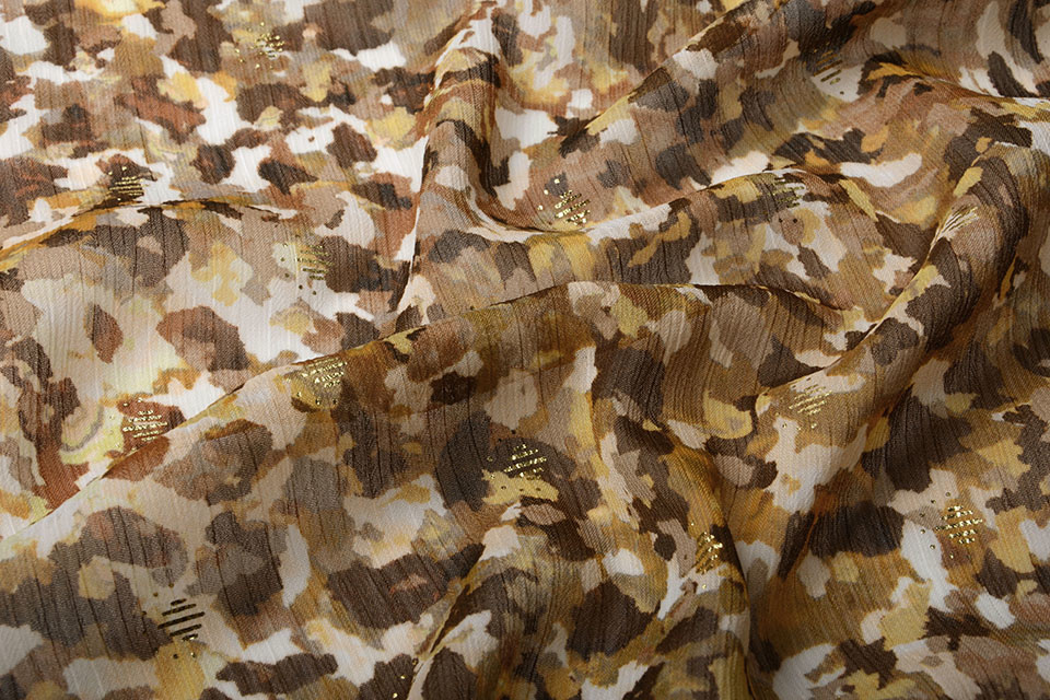 Chiffon Foil Blobs Mocha Brown