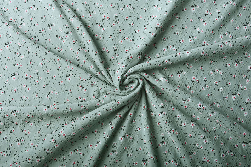 Katoen Jersey Broderie Bloemen Oud Groen