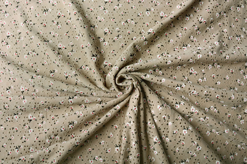 Katoen Jersey Broderie Bloemen Taupe