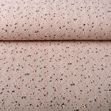 Katoen Jersey Broderie Bloemen Poeder Roze