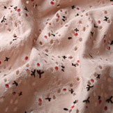 Katoen Jersey Broderie Bloemen Poeder Roze