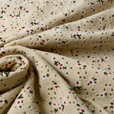 Cotton Jersey Embroidery Flowers Natural