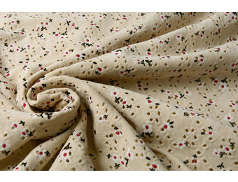 Cotton Jersey Embroidery Flowers Natural