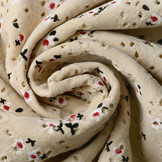 Cotton Jersey Embroidery Flowers Natural